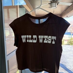 Divided Dark Brown Wild West Crop Top